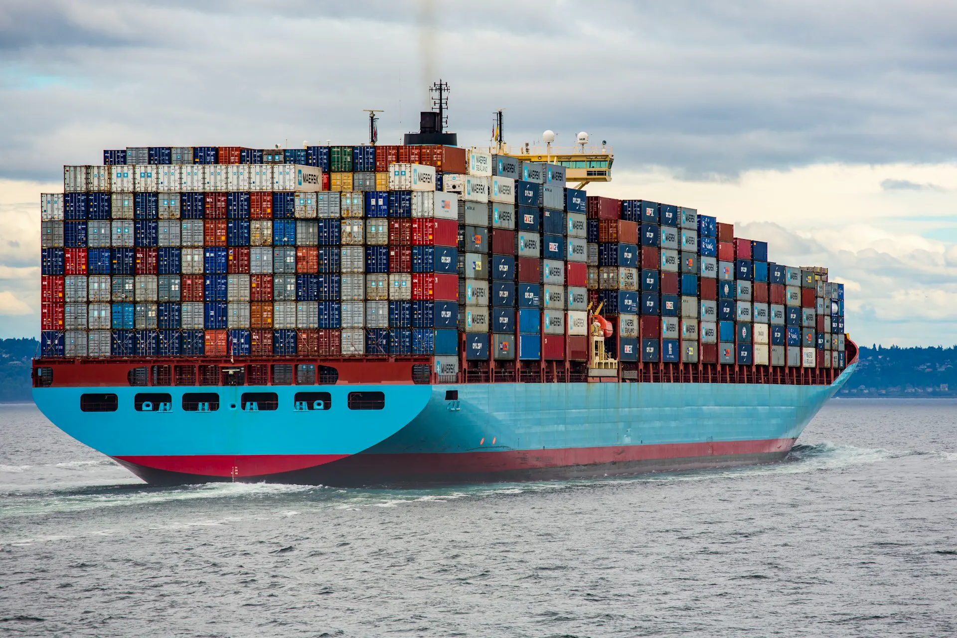 Container vessel underway in international waters